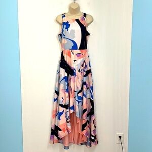 Nicole Miller - Colorful Bright Sleeveless High Low Cutout Back Dress Size 6